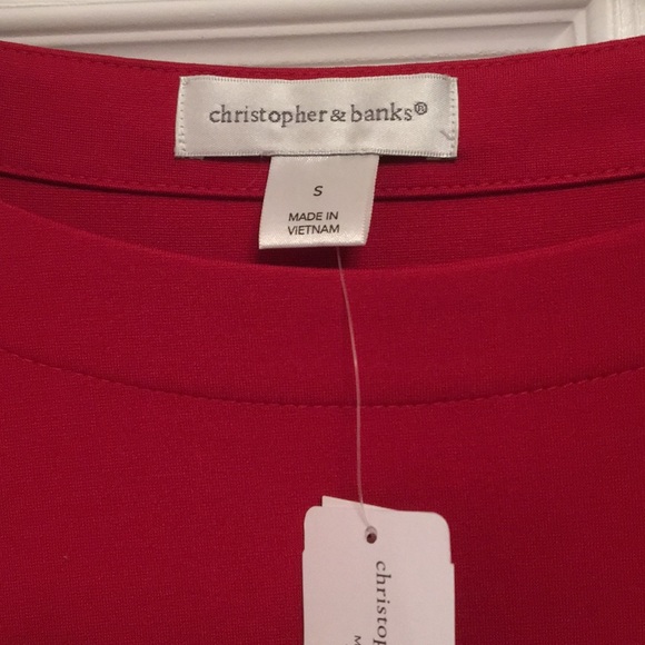 NWT $45 Christopher & Banks Red Pullover Top Tunic - Picture 2 of 8